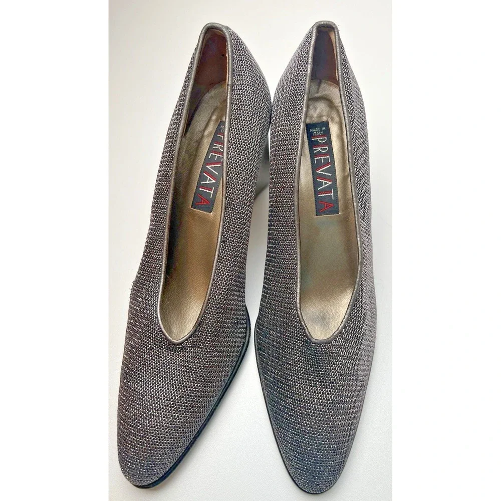 Prevata Made in Italy Women's Pewter/Black Metallic Pumps w/ 3